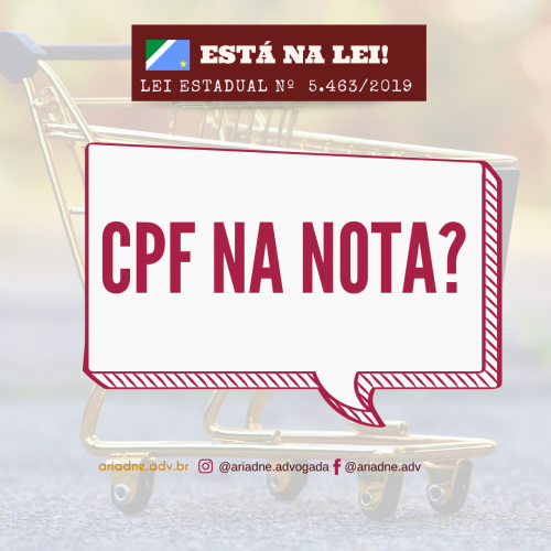 Fundo de um carrinho de supermercado. Um balão com o texto: CPF na nota?